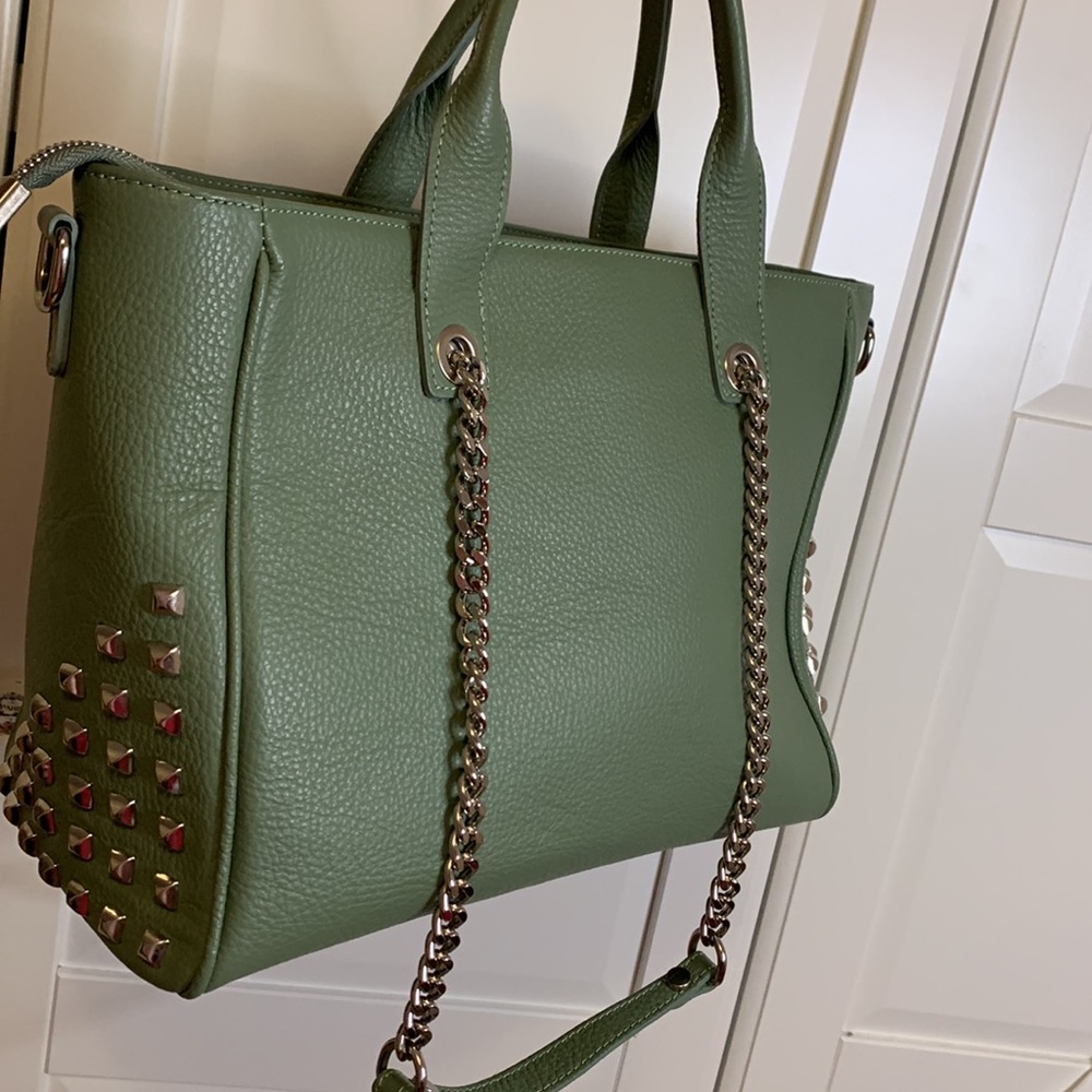 NEW🌟 VIOLA CASTELLANI MILANO MADE IN ITALY GENUINE LEATHER BAG WITH SILVER